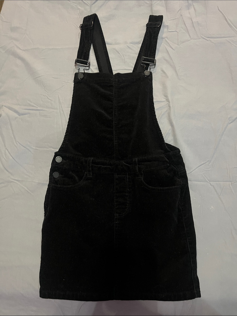 Black Label Black Corduroy Overall Dress with Adjustable Straps